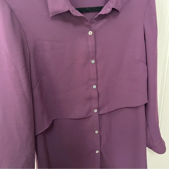 J.Jill Purple Button Up Tunic Shirt - Petite Medium - Preowned EUC - Picture 2 of 9